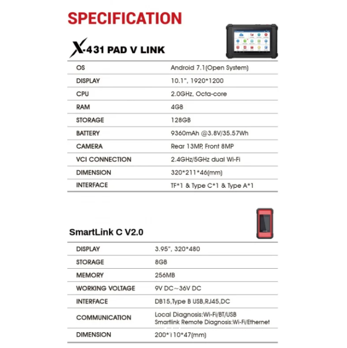 Мультимарочный сканер Launch X431 PAD V Smartlink